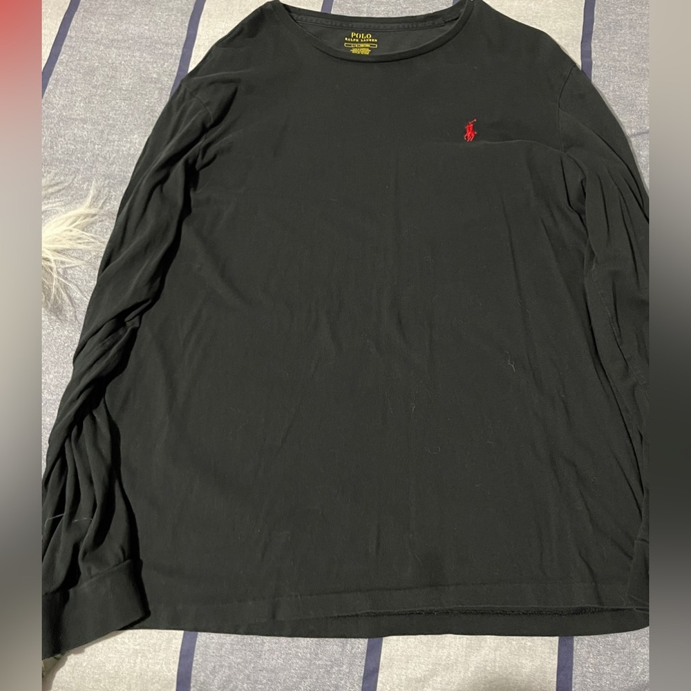 Black Polo Tee Long Sleeve